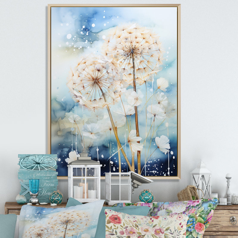 Mattand Dandelion Whimsical Dandelion Pointillism II - reproduction sur toile, H 20 po x l 12 po x P 1 po