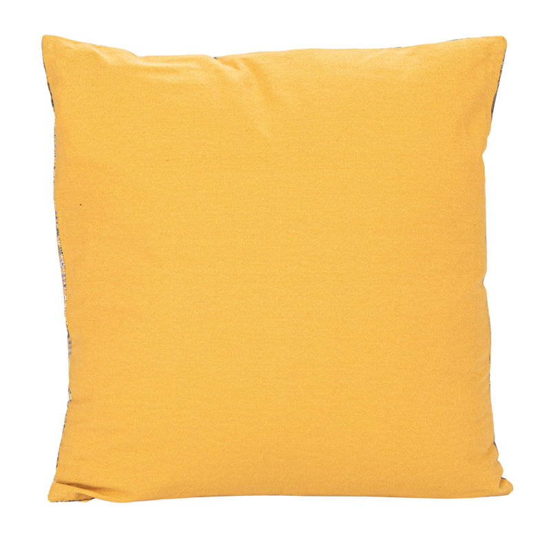 Multicolor Cotton Velvet Square Pillow with Printed Design, 20"