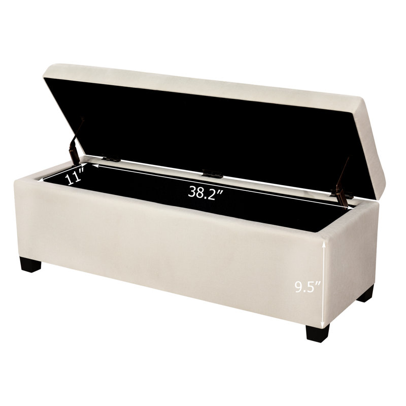 Banc repose-pieds de rangement rectangulaire 42 "avec plateau relevable, Beige