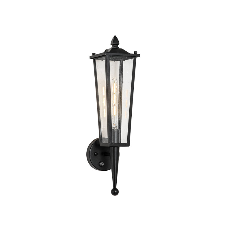 1 - Light 20.5'' High Seeded Glass Rectangle Black Outdoor Wall Lantern