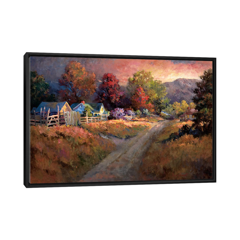 «Rurale Vista I», impression sur toile, H 18 po x l 26 po x P 1,5 po, Toile avec cadre noir, Pas de tapis