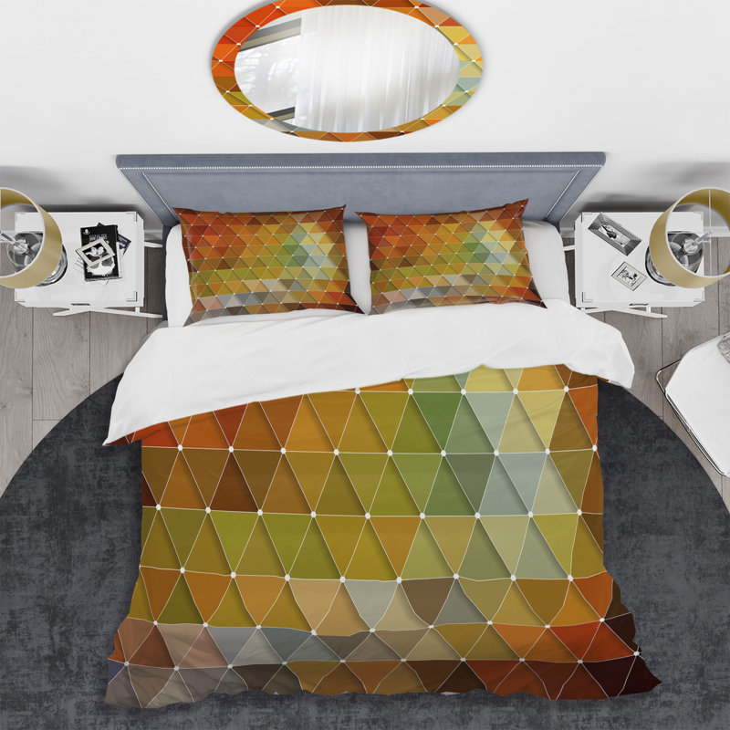King Multicolor Geometric Microfiber Duvet Cover Set