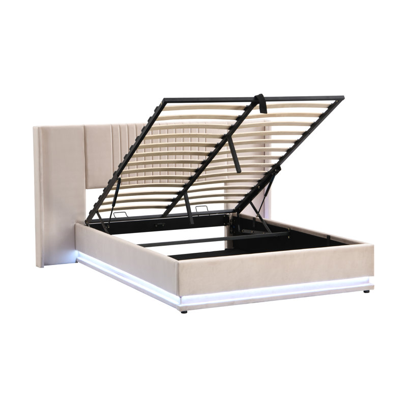 Chyou Upholstered Ottoman Storage Bed, Beige