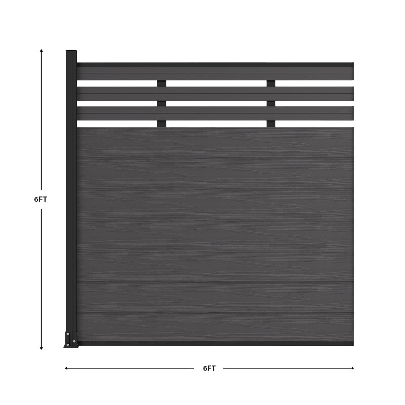 Panneaux de clôture d'intimité semi-fermés 6 pi avec poteau, finition granulée, Gris argenté, Poteau d'acier H 6 pi