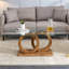 Table basse rectangulaire en verre avec base en bois naturel, centre moderne de 47 pouces pour le salon