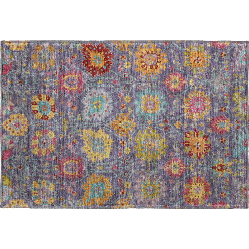 Tapis damassé de qualité supérieure Mayfield AMF2288, Violet, 1 pi 8 po x 2 pi 6 po