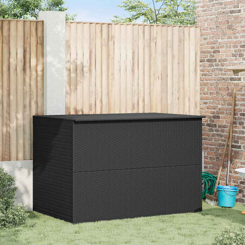 East Urban Home Water Resistant Poly Rattan Deck Box, Black