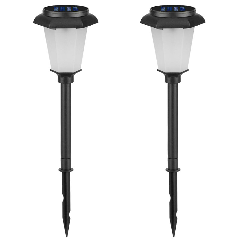 Black Solar LED Pathway Lights with Flickering Flame Effect
