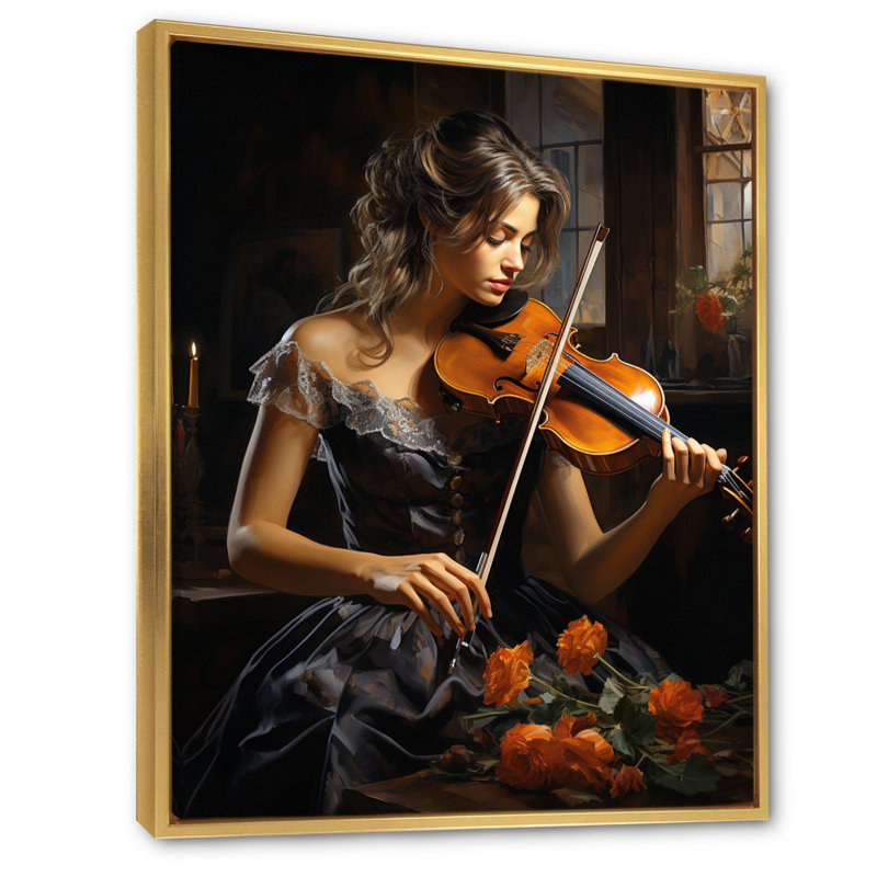 Sonate pour violon Yerkin, H 32 po x l 24 po x P 1 po, Cadre flottant doré