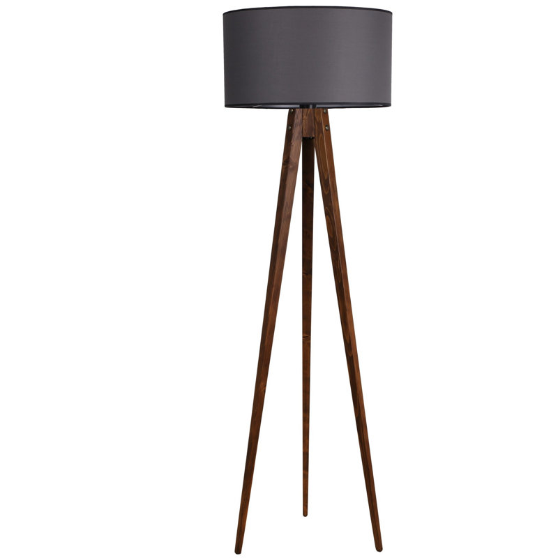 Lampe trépied 60 po Malaijah, Noyer, Gris