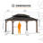 Sunjoy 12x16 ft. Wood Gazebo, Outdoor Patio Steel Hardtop Gazebo, Cedar Framed Wooden Gazebo with 2-tier Metal Roof, Suitable for Patios, Lawn, and Backyard, Dark Brown