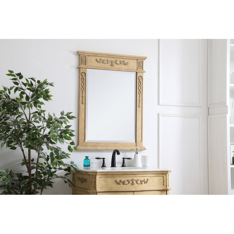 Miroir de salle de bain/meuble-lavabo traditionnel Nai, Beige antique, 36 po x 28 po
