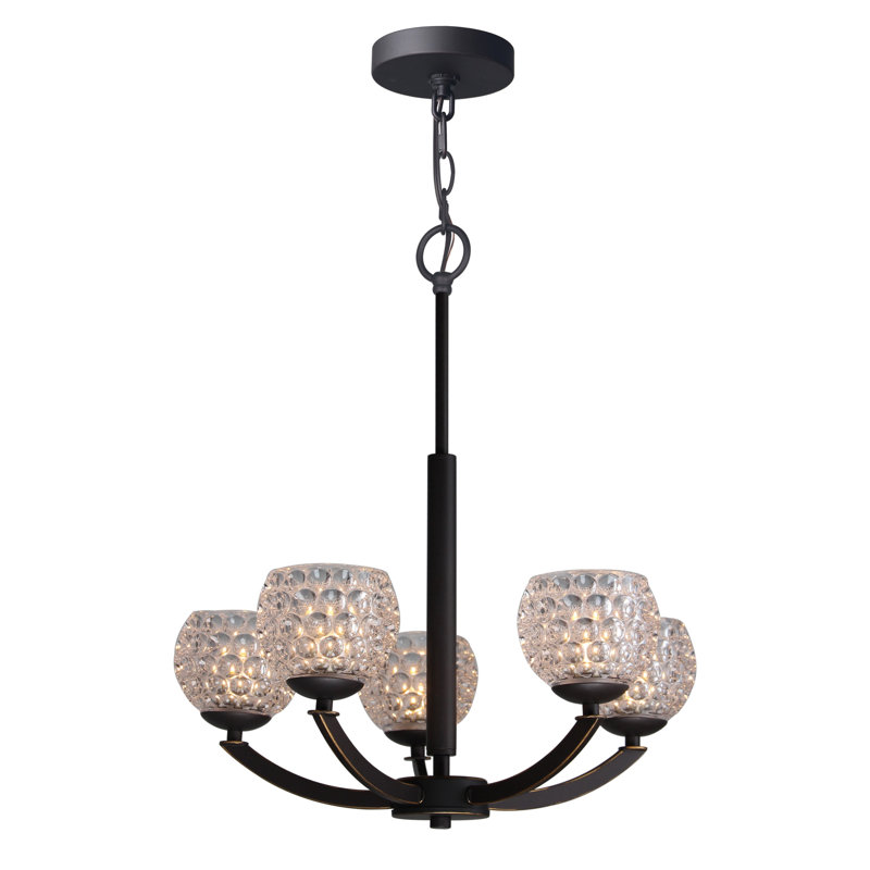 Lustre classique / traditionnel 5 lumières, Bronze, Cylindre faux opale, Halogène