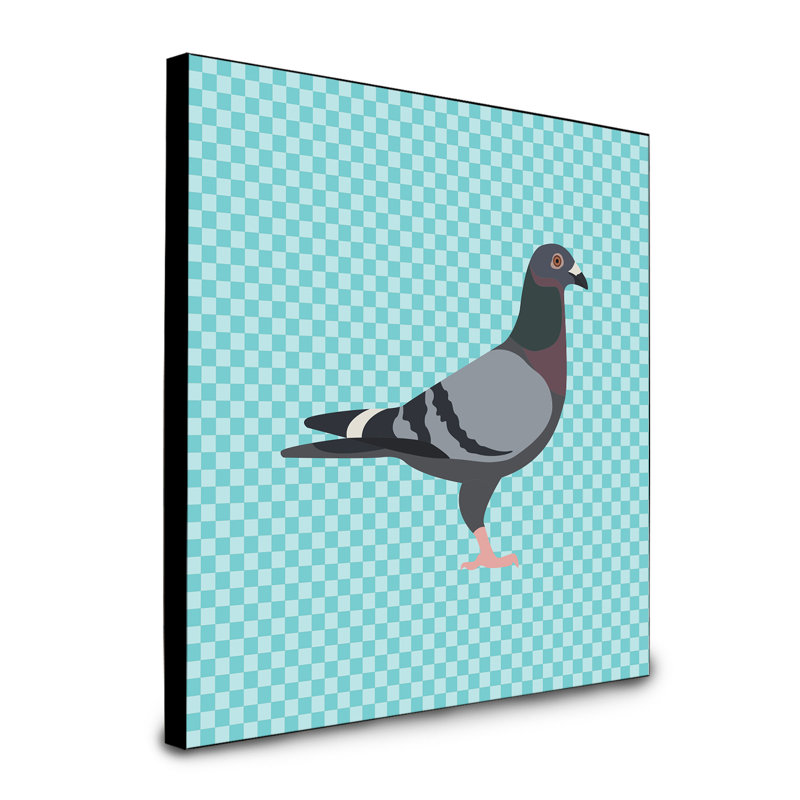 « racing pigeon », art encadré Trento, bleu