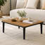Ensemble de meubles de patio de luxe avec coussins amovibles et table basse, canapé en bois d'acacia en forme de L avec table d'appoint, canapé modulaire d'extérieur pour la cour, véranda, beige