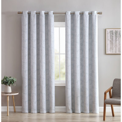 Jacquard Leaf Microfiber Floral Room Darkening Grommet Single Curtain Panel