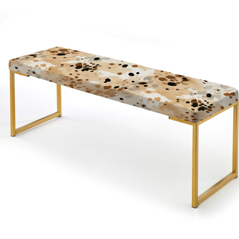 Abstract Paw Print Patterning III - Abstract Upholstered Gold Bench