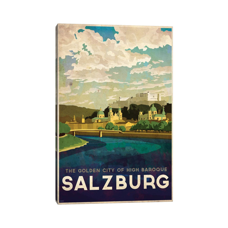 Reproduction d'art graphique sur toile tendue, "Autriche-Salzburg" par Missy Ames, H 26 po x l 18 po x 1,5 po