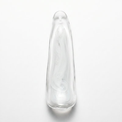 Abat-jour de luminaire suspendu en verre Modern Teardrop - verre d'art blanc tourbillon fabriqué à la main avec bord transparent - abat-jour de remplacement pour lustre et plafonnier
