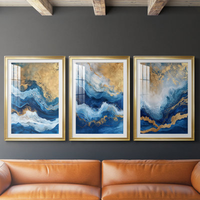 ABSTRACT Series CDXV III - Impression encadrée de qualité supérieure sur mesure mat - 3 pièces