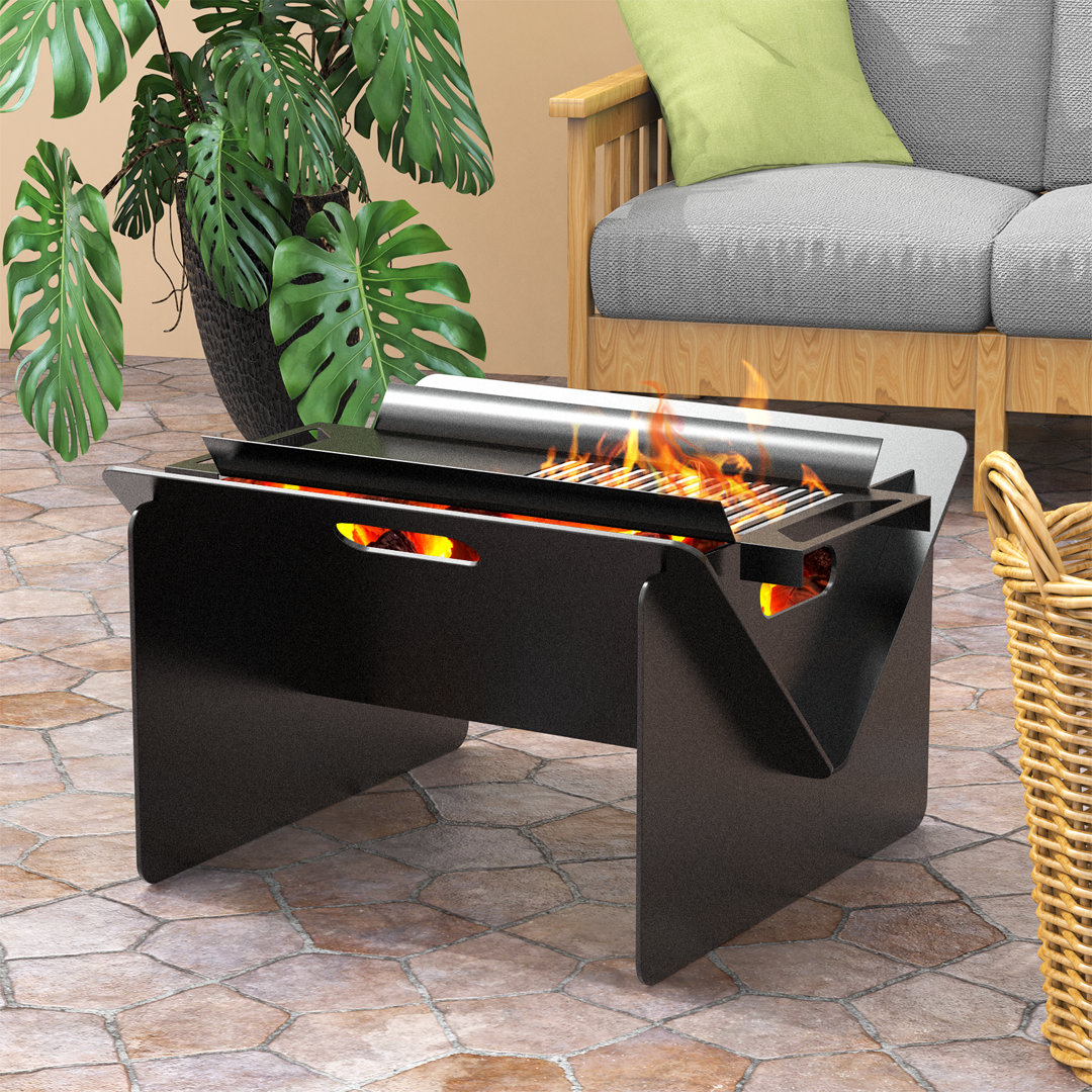 Portable 18'' Fire Pit Grill with Grate for Camping Arlmont & Co.