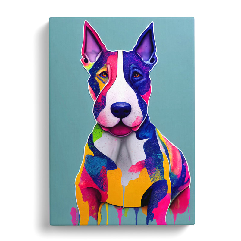 Shaundrel English Bull Terrier Hydrodipp - Wrapped Canvas, 50cm H x 35cm W x 3cm D