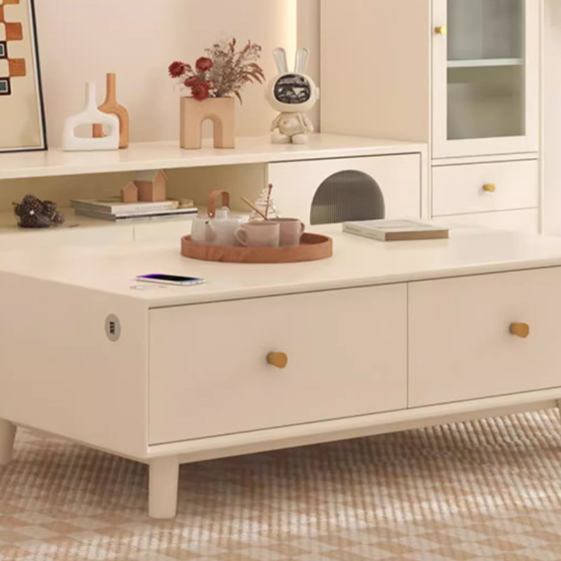 Simple design sense solid wood coffee table, White