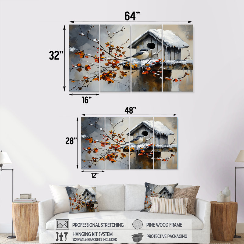 Snowflake Birdhouse Sanctuary - Ensemble de décoration murale maison d'oiseau, H 28 po x l 48 po