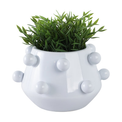 Sagebrook Home 8" White Ceramic Tapered Bubble Planter