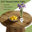 Table basse ronde de 80 cm (31,5 po) avec piètement cylindrique cannelé, brun rustique, polyvalente pour différents environnements intérieurs.