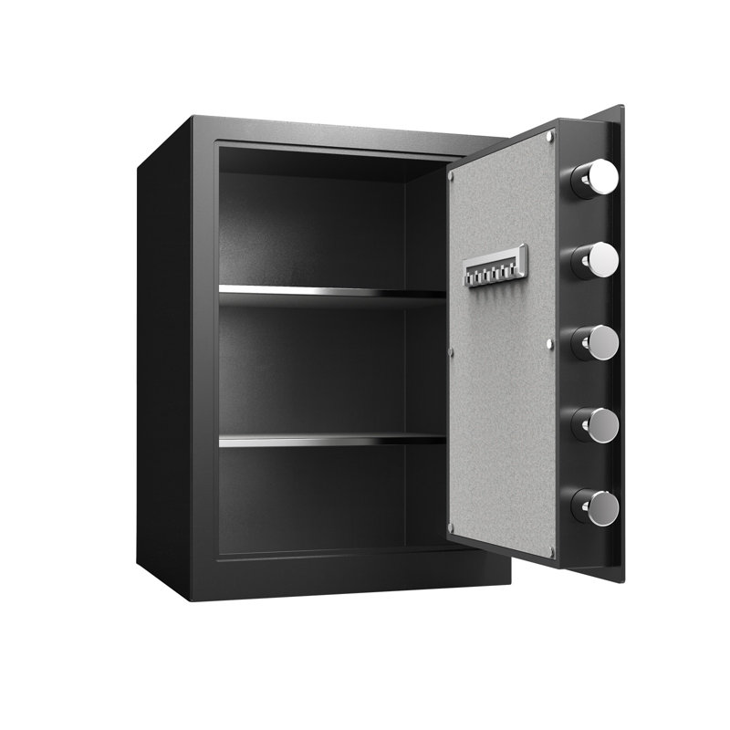Steel Security Safe with Fingerprint & Digital Lock, Alarm System, Black