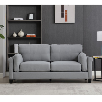 Modern Sofa 79" Style Button Tufted Linen Upholstered 3-Seat Sofa, Three Seat Sofa Couch, Living Room Sofa For Home Or Office