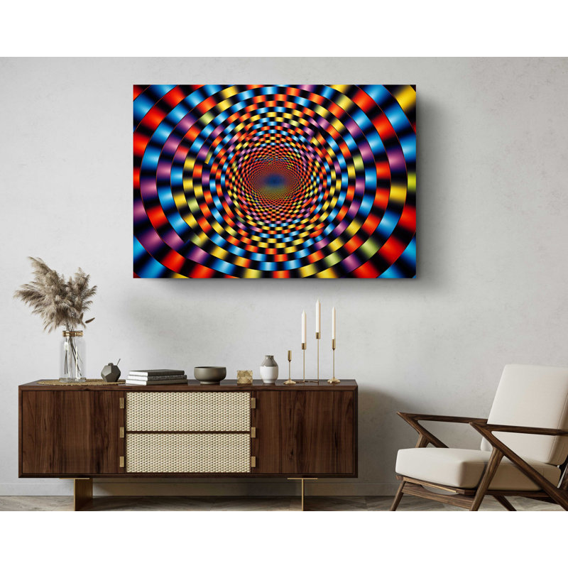 Optical Illusions 3D Shapes With Colors Design, 16" H x 24" W