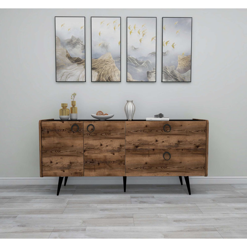 Stylish Console Table, Walnut & Black, 24.8 x 29.5 x 15.7 inches | 100% Melamine Coated Particle Board, Thickness: 0.7 inches | Ideal for Entryway or Living Room, Durable & Modern Design, Easy Assembly