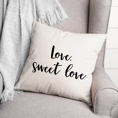 Coussin décoratif noir et blanc Love Sweet Love