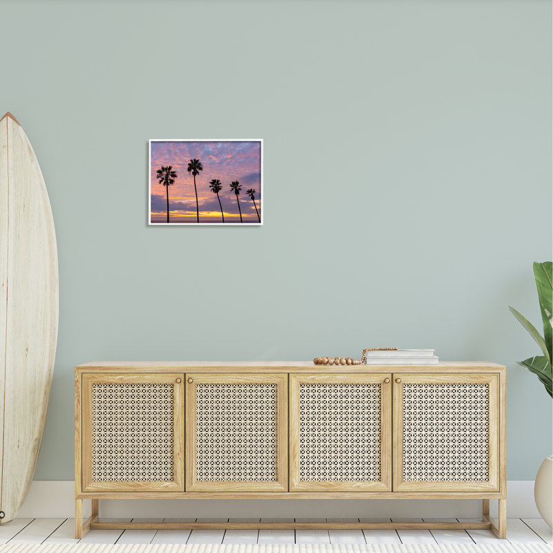 Mauve nuageux coucher de soleil haut, H 16 po x l 20 po x P 1,5 po, Giclée encadrée blanc bord de mer