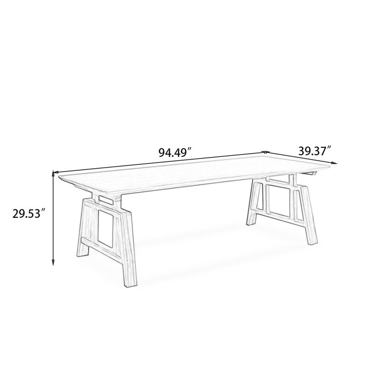Table de salle à manger Burlywood, 29.53"H x 94.49"L x  x 39.37"W