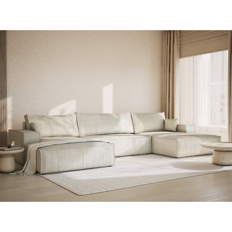 6 Seater Reclining Corner Sofa , Cream
