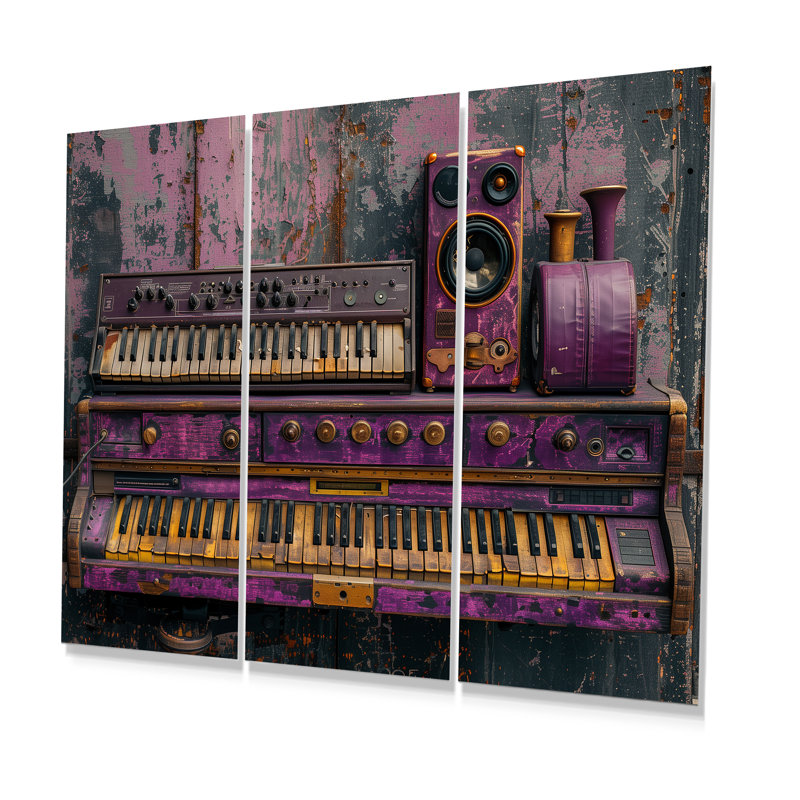 Ensemble de salon et clavier mauve doré, H 40 po x l 60 po x P 1 po