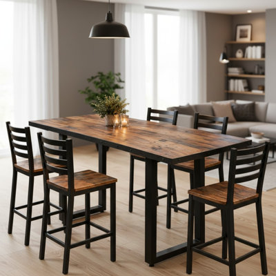 Table de salle à manger à hauteur de bar Industrial Farmhouse