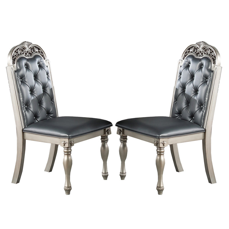 Ensemble de 2 chaises de salle à manger rembourrées en polyuréthane, argent