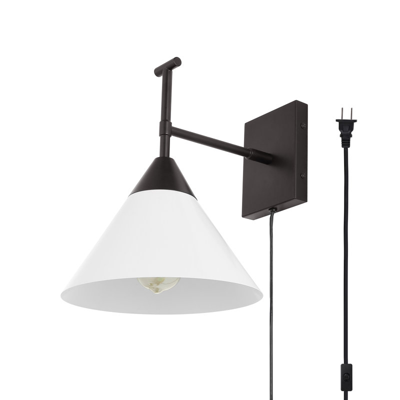 Cadyn Aluminum Plug-in Armed Sconce, Black