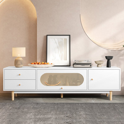 70 Inch TV Stand For Tvs Up To 80 Inch, Minimalist TV Console Table With Drawers, Media Entertainment Center For Living Room, Bedroom