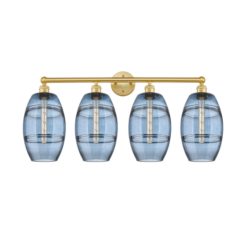 Dundrod 4 - Light Dimmable Vanity Light, Princess Blue, Satin Gold