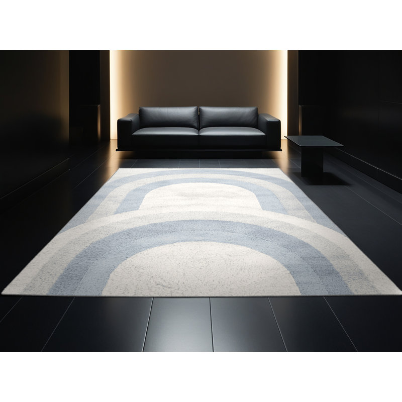 Tapis gris moelleux moelleux et moelleux à motif abstrait moderne et contemporain de Pâques - reliure grise, 8 x 12
