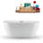 59" Streamline Freestanding Soaking Acrylic Bathtub With Drain and Bamboo Tray-75288779