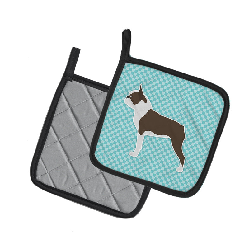 Manique Boston Terrier à damier, Bleu