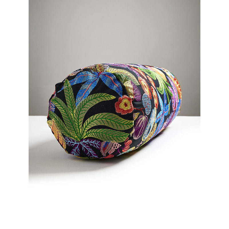 Greenhouse Linen Bolster Pillow Cover & Insert, Night Shade, 7" H x 22" W