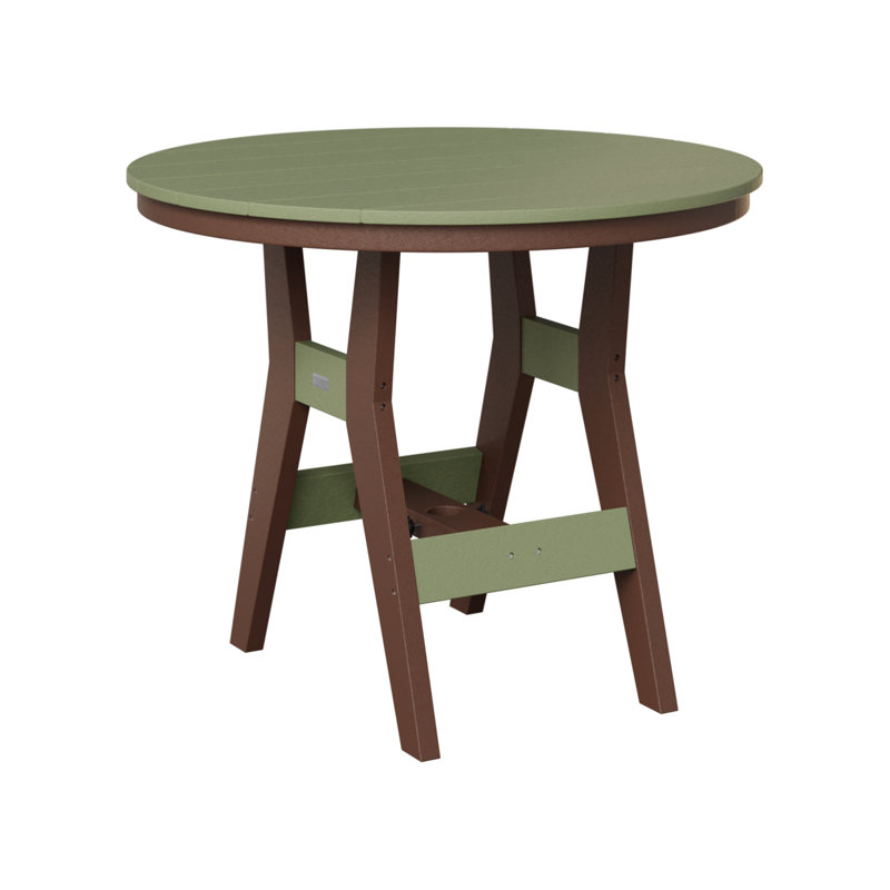 Harbor Outdoor Round Bar Table, Sage, Chocolate Brown
