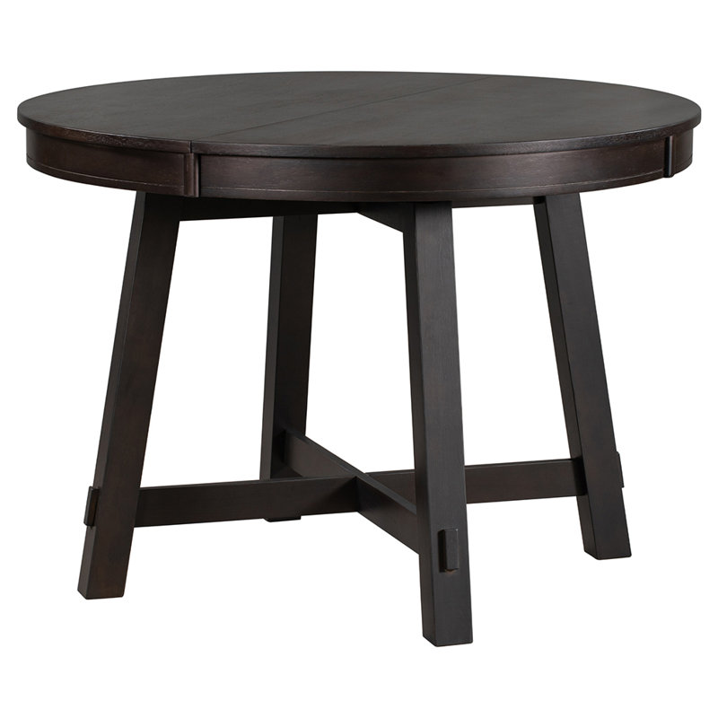 Round Extendable Dining Table with Leaf Wood Kitchen Table With Extension Leaf  ,dining table,dining room table, Black